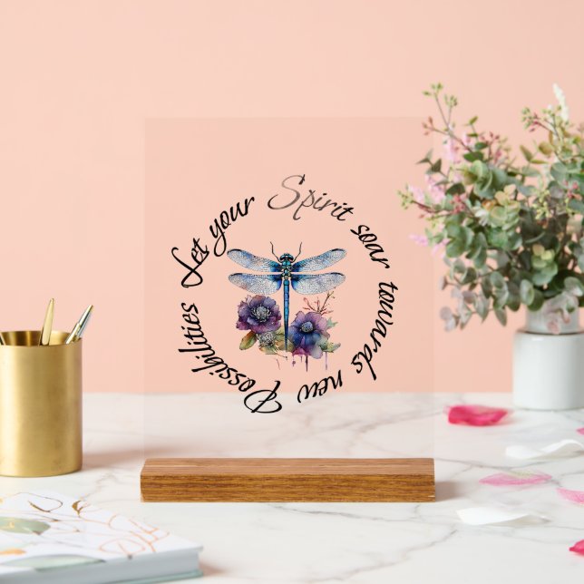 Panneau En Acrylique Libellule - esprit de nouvelles possibilités (Mariage)