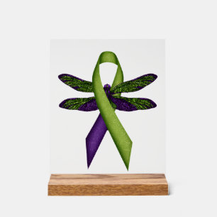 Panneau En Acrylique Libellule Hippie Ruban Vert Conscientisation à la