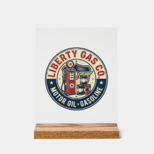 Panneau En Acrylique Liberty Gas Co Patriotique Station-service Patriot