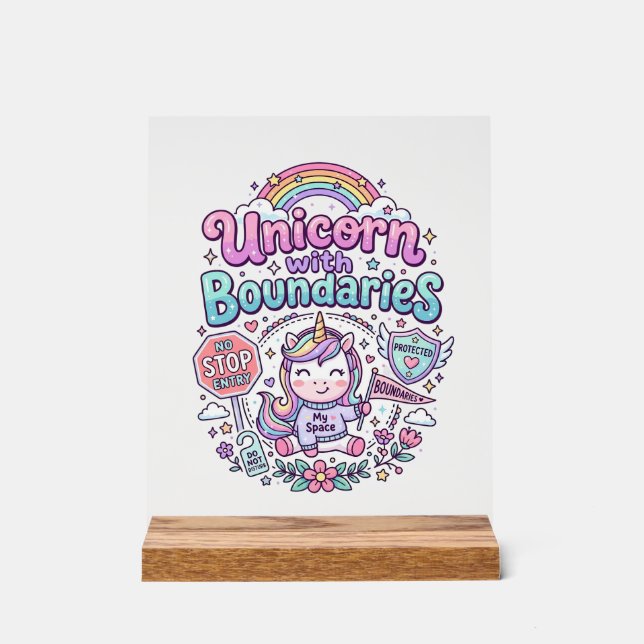Panneau En Acrylique Licorne avec des frontières Charme Vêtements Graph (Recto)