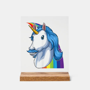 Panneau En Acrylique Licorne avec Moustache Dadacorn Dadicorn Licorne D