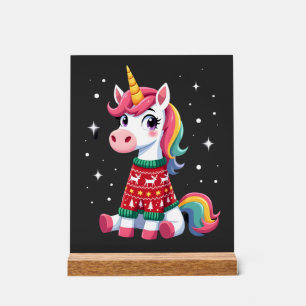Panneau En Acrylique Licorne avec Sweat de Noël Filles Licorne Chris