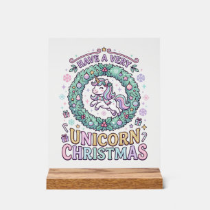 Panneau En Acrylique Licorne Avoir un très Noël Licorne Gras Typogra