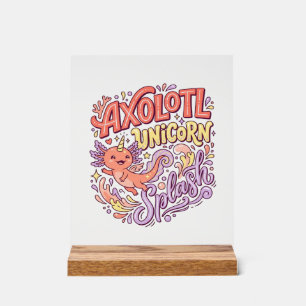 Panneau En Acrylique Licorne Axolotl Licorne Splash Fantaisiste Bac Bla