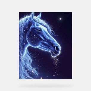 Panneau En Acrylique Licorne Bleue Mystique dans un Ciel Nocturne Étoil