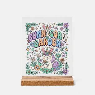 Panneau En Acrylique Licorne Bunnycorn Jardin Kawaii Typographie Design