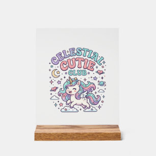 Panneau En Acrylique Licorne Club Céleste Mignon Rétro Style Produit G