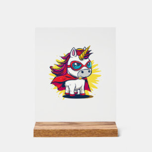 Panneau En Acrylique Licorne cool avec cape de super-héros Costume Manc