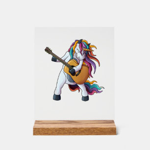 Panneau En Acrylique Licorne Cool Jouant de la Guitare _ Drôle d'Animal