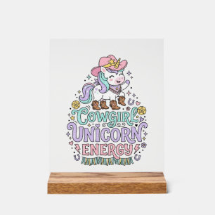 Panneau En Acrylique Licorne Cowgirl Licorne Énergie Mignon Produit Pas