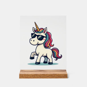Panneau En Acrylique Licorne de cartoon arc-en-ciel vintage faisant dab