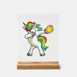Panneau En Acrylique Licorne de softball qui fait le Dab, danse drôle d