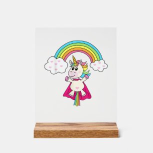 Panneau En Acrylique Licorne de super-héros vole au T-Shirt T-Shirt arc