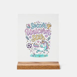 Panneau En Acrylique Licorne Football Licorne Étoile Mignon