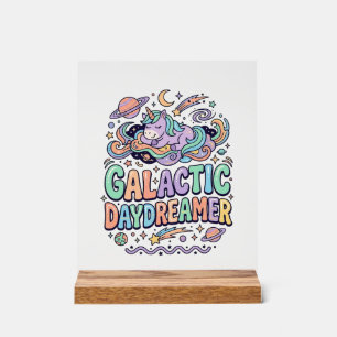 Panneau En Acrylique Licorne Galactique Rêveuse Kawaii Autocollant et S