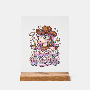 Panneau En Acrylique Licorne Howdy Idée Cadeau Licorne Autocollant et C