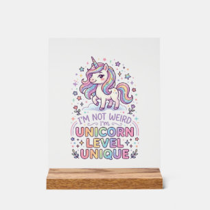 Panneau En Acrylique Licorne Je ne suis pas bizarre, je suis licorne de