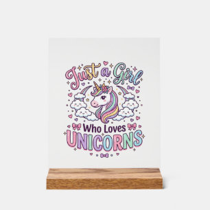 Panneau En Acrylique Licorne Juste une Fille Qui Aime Licornes Fond Bla