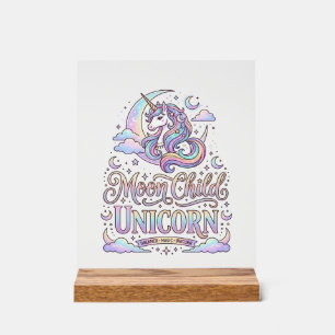 Panneau En Acrylique Licorne Lune Enfant Licorne Conception Originale Z