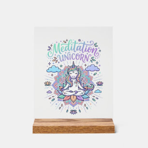 Panneau En Acrylique Licorne Méditation Licorne Fond Blanc Vecteur