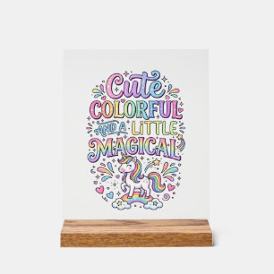 Panneau En Acrylique Licorne Mignonne Colorée et un peu Magique Origina