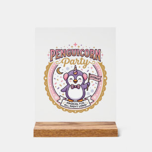 Panneau En Acrylique Licorne Penguicorne Fête POD Prêt Design Zazzle_1