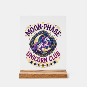 Panneau En Acrylique Licorne Phase Lunaire Licorne Club Commercial T-Sh