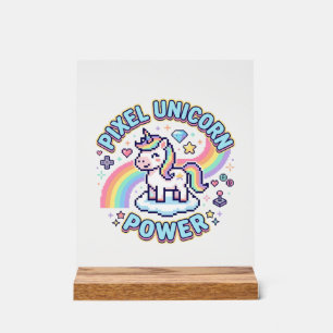 Panneau En Acrylique Licorne Pixel Licorne Puissance Conception Graphiq