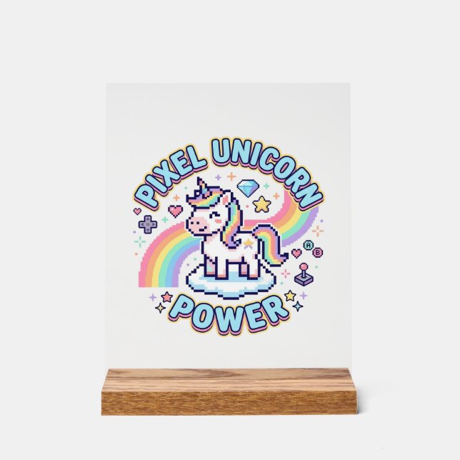 Panneau En Acrylique Licorne Pixel Licorne Puissance Conception Graphiq (Recto)