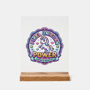 Panneau En Acrylique Licorne Pixel Licorne Puissance VÊTEMENTS PRÊT POD