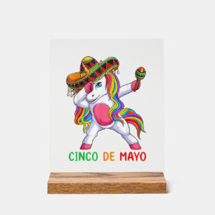 Panneau En Acrylique Licorne qui Dabbing Faisons la Fête Cinco de Mayo