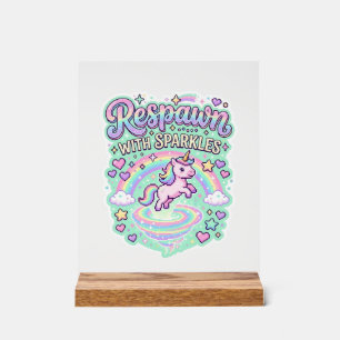 Panneau En Acrylique Licorne Réapparition avec des Paillettes Vecteur P