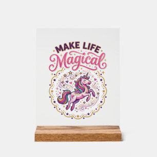 Panneau En Acrylique Licorne Rendre La Vie Magique POD Prêt Fond Blanc