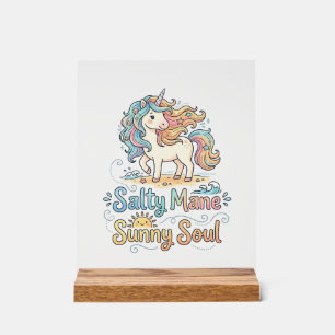 Panneau En Acrylique Licorne Salée Crinière Âme Ensoleillée Conception