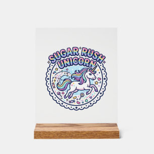 Panneau En Acrylique Licorne Sugar Rush Licorne Drôle Cadeau Mignon Des