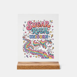 Panneau En Acrylique Licorne Sugar Rush Licorne Kawaii Place de marché
