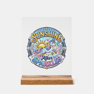 Panneau En Acrylique Licorne Sunshine Après Paillettes POD Prêt Marketp