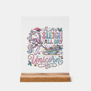 Panneau En Acrylique Licorne Traîneau Toute La Journée Licorne Adorable