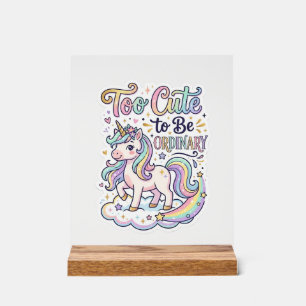 Panneau En Acrylique Licorne Trop Mignonne pour être Ordinaire Vecteur