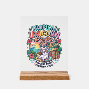 Panneau En Acrylique Licorne Tropical Licorne Évasion POD Prêt POD Artw