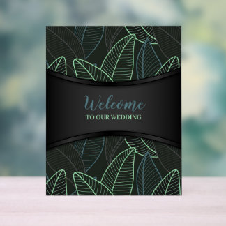 Panneau En Acrylique Lignes courbes Branches Feuilles Noir G625