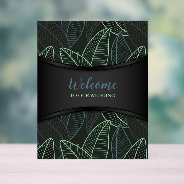 Panneau En Acrylique Lignes courbes Branches Feuilles Noir G625 (Neutre)