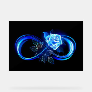 Panneau En Acrylique L'infini lumineux avec une rose bleue