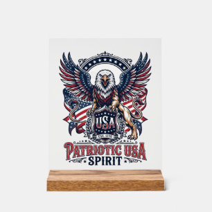 Panneau En Acrylique Lion Aigle Patriotique Hybride Animal Gardien Patr