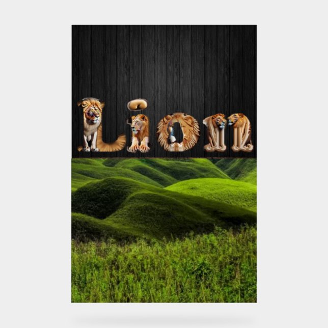 Panneau En Acrylique "LION Typography Art - Majestic Jungle King Poster (Recto)