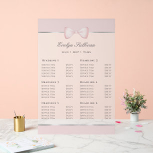 Panneau En Acrylique Liste de prix Coquette Pink Bow Translucide