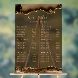 Panneau En Acrylique Liste de prix d'âge or Brown transparent
