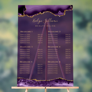 Panneau En Acrylique Liste de prix de l'âge or violet transparent