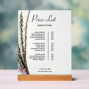 Panneau En Acrylique Liste de prix du maquillage Vintage beige