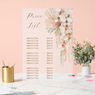 Panneau En Acrylique Liste des prix Boho Beige et Mint